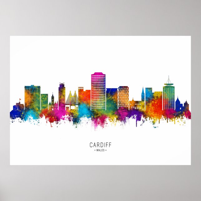 Poster Cardiff Wales Skyline (Frente)