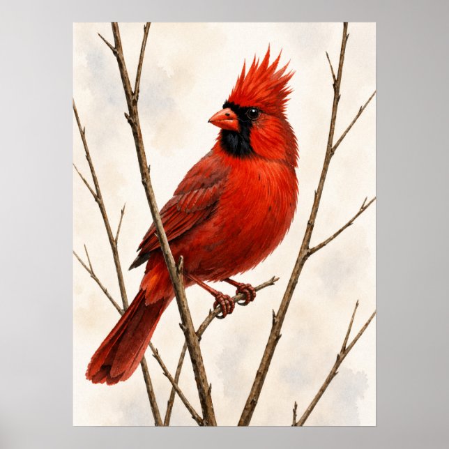 Poster Cardinal-do-norte macho (Frente)