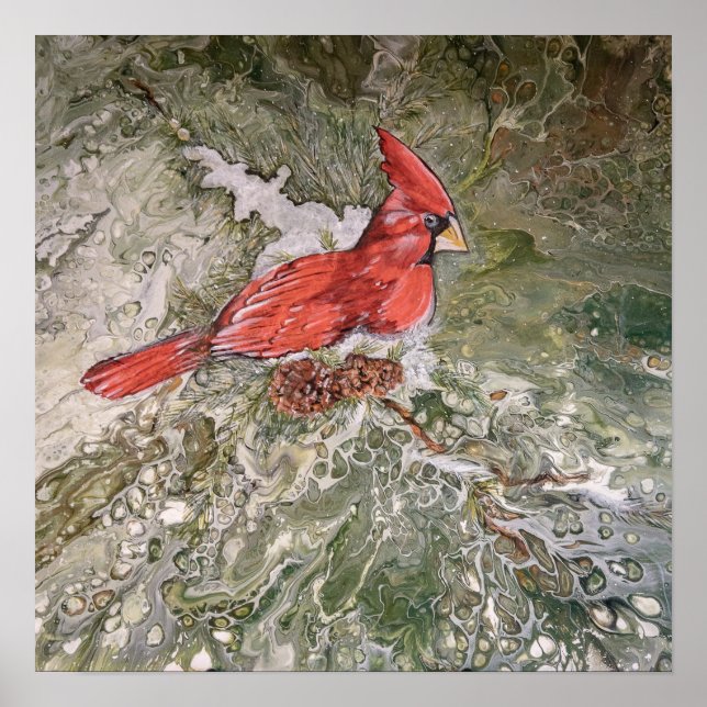 Poster Cardinal in Fir Tree Quality Print (Frente)