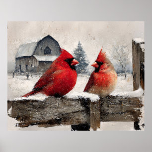 Poster Cardinals Vintage Farm