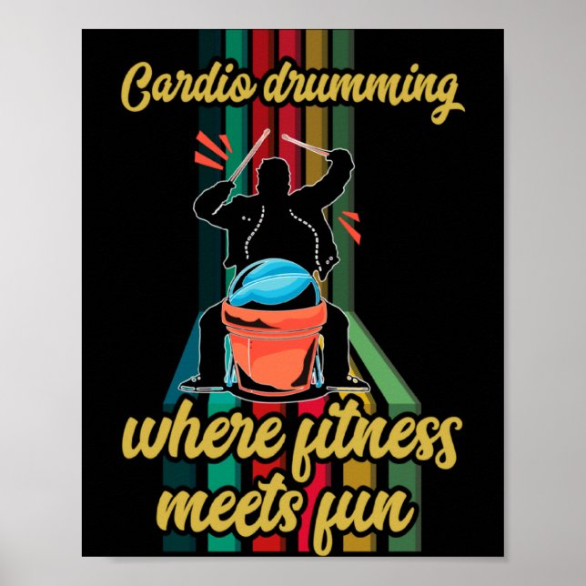Poster Cardio Drumming Gym Exercise Funny Fitness Cl W  (Frente)
