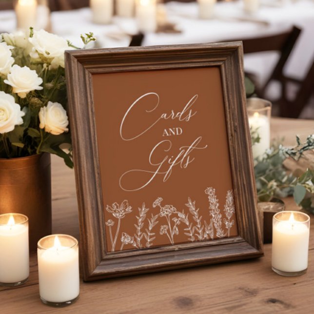 Poster Cards and Gifts Burnt Orange Wildflower Wedding (Criador carregado)