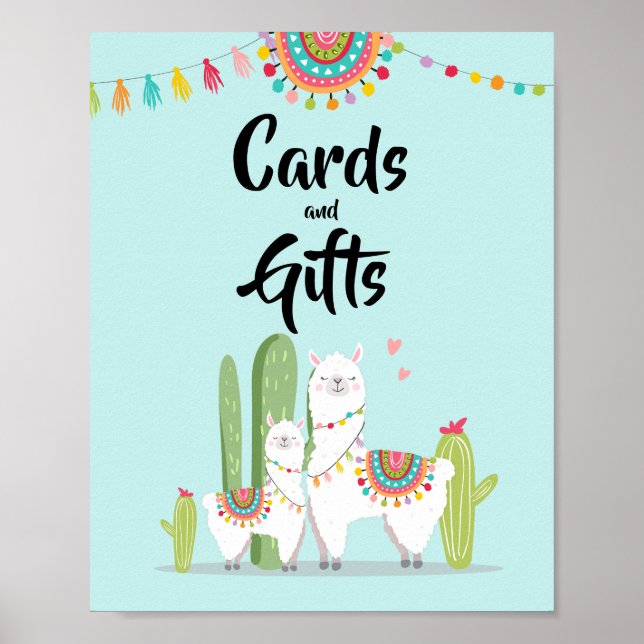 Poster Cards and Gifts Fiesta Llama Baby Shower Sign (Frente)