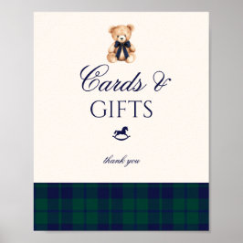 Poster Cards and gifts Preppy Teddy Bear Plaid