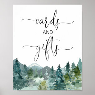 Poster Cards and gifts rustic mountains forest trees sign