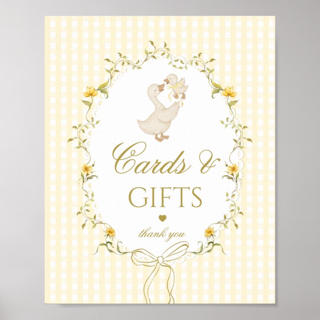 Poster Cards and gifts Silly Goose gender neutral gingham (Frente)