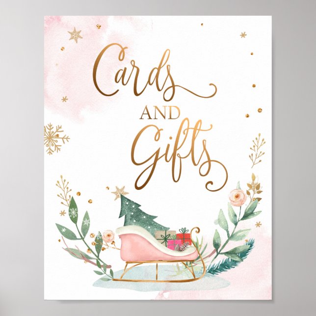 Poster Cards and Gifts Sleight Winter Girl Birthday Sign (Frente)