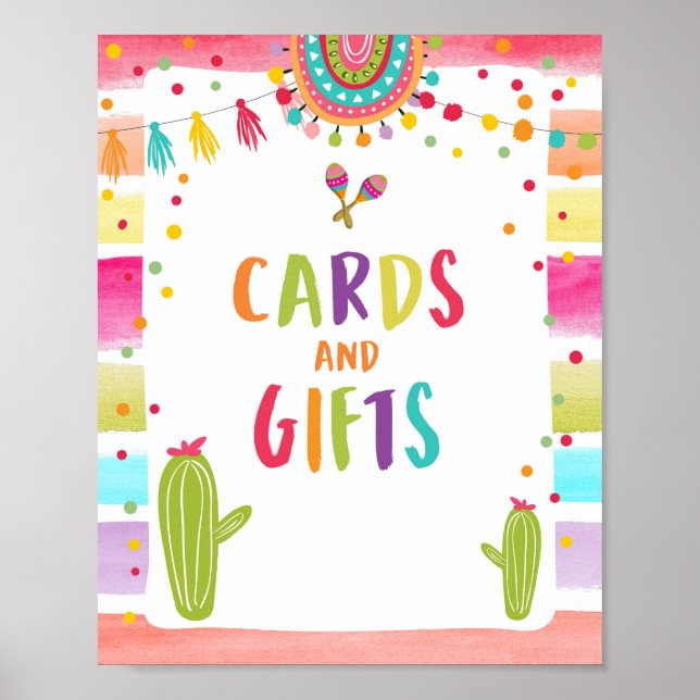Poster Cards and Gifts Thank You Cactus Fiesta Table Sign (Frente)