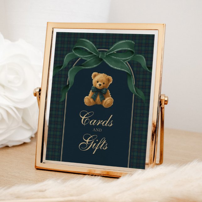 Poster Cards & Gifts: Plaid Polo Teddy Bear Baby Shower (Criador carregado)
