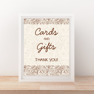 Poster Cards & Gifts Warm Brown Floral Handwritten Font