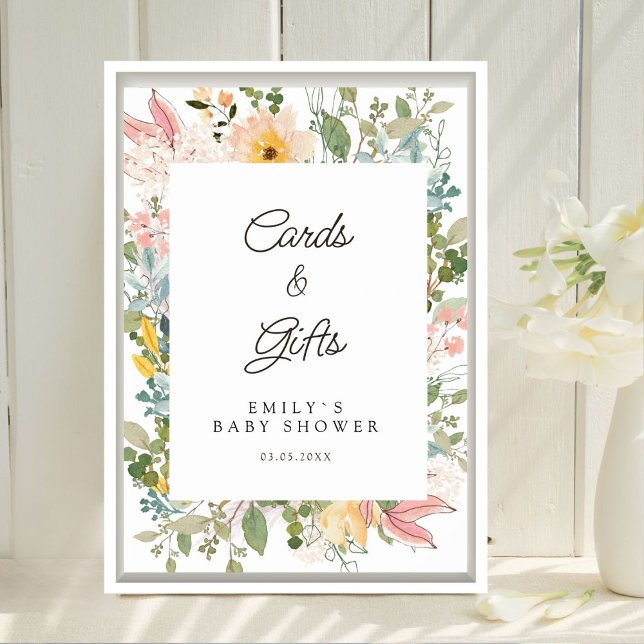 Poster Cards &Gifts! Wildflower Garden Charm (Cards & Gifts! Wildflower Garden Charm Custom Baby Shower Poster. Prints & Instant Download.)