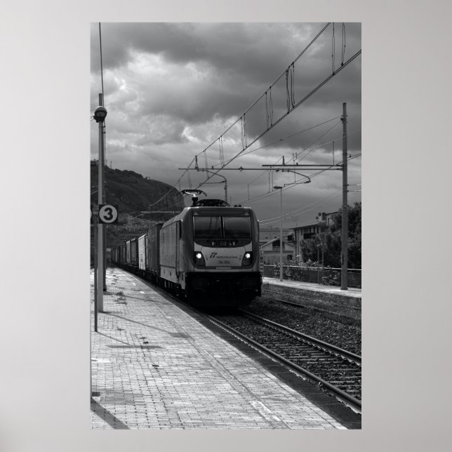 Poster Carga da Manhã Nublada: Cena da Ferrovia Italiana (Frente)