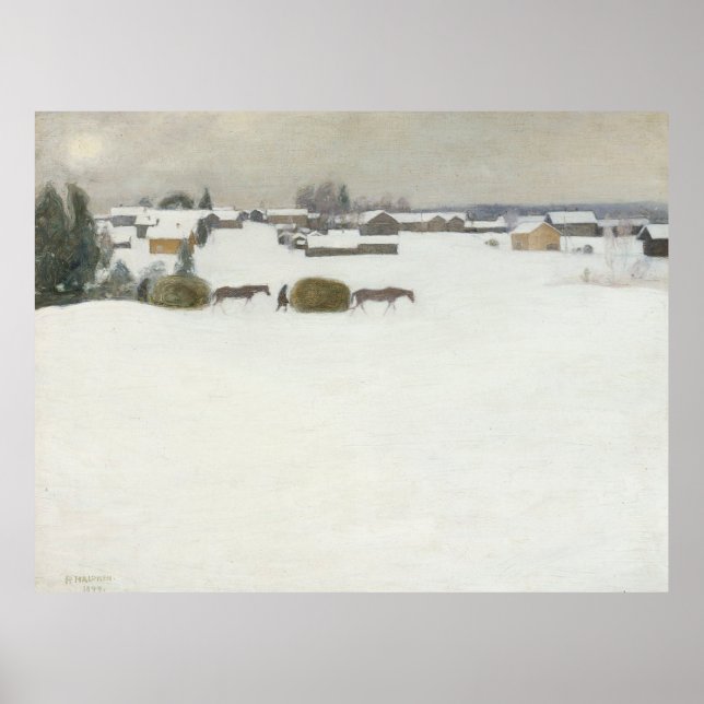 Poster Carga de Hay | Paisagem de inverno de Pekka Halone (Frente)