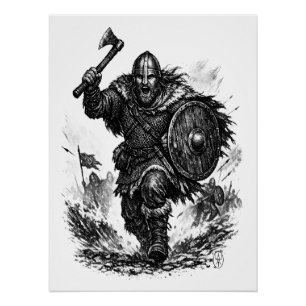 Pôster Carga do Guerreiro Viking – Batalha de Tinta