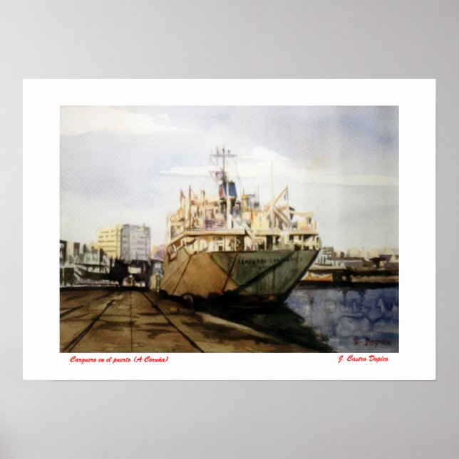Poster Carguero en el puerto (A Corunha) (Frente)
