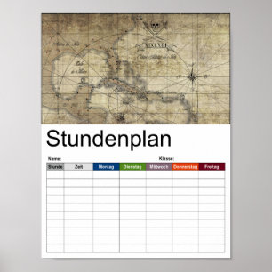 Pôster Caribe - antigo horário do mapa