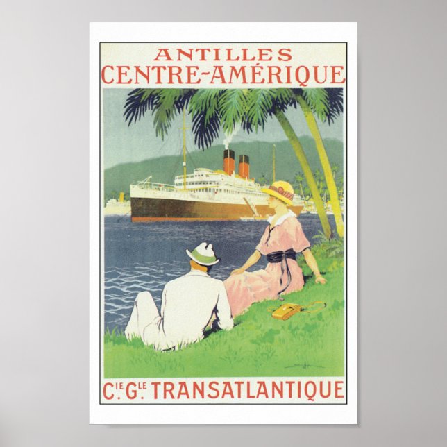 Pôster Caribe da América das Antilhas Vintage (Frente)