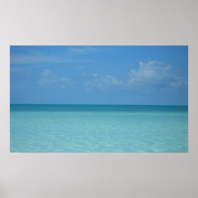 Poster Caribe Horizonte Turquesa Tropical Azul (Frente)
