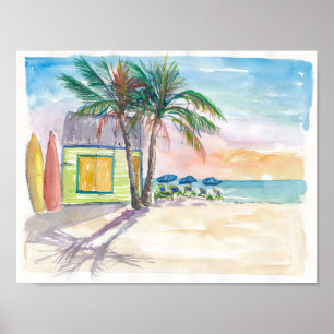 Poster Caribe Surf Beach Bares e Sunset