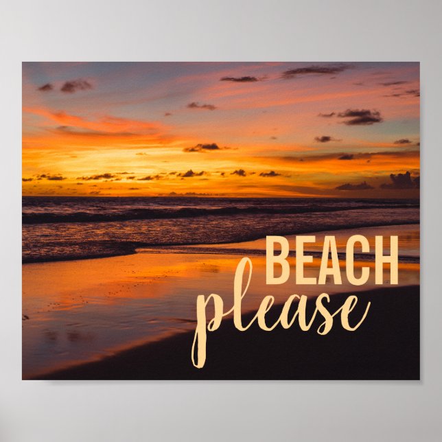 Poster Caribe tropical Praia Sunset, por favor (Frente)