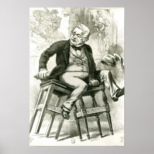 Pôster Caricatura de Adolphe Thiers entre dois