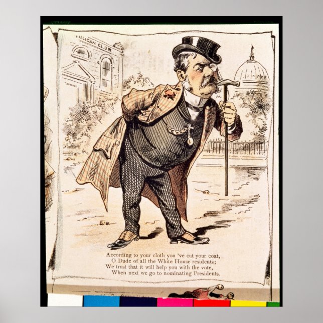 Poster Caricatura de Chester Alan Arthur, c.1883 (Frente)