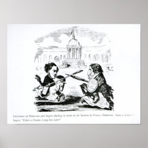 Poster Caricatura de Delacroix e de Ingres