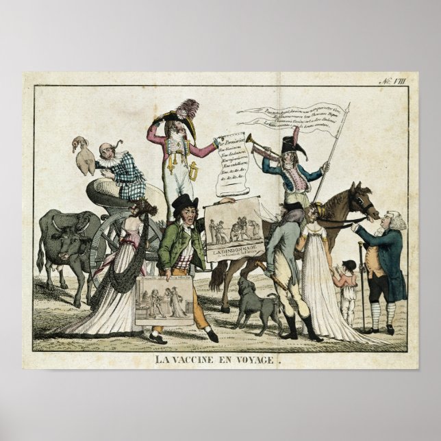 Pôster Caricatura de médicos quack que oferecem vacinas (Frente)