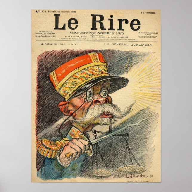 Poster Caricatura do General Zurlinden (Frente)