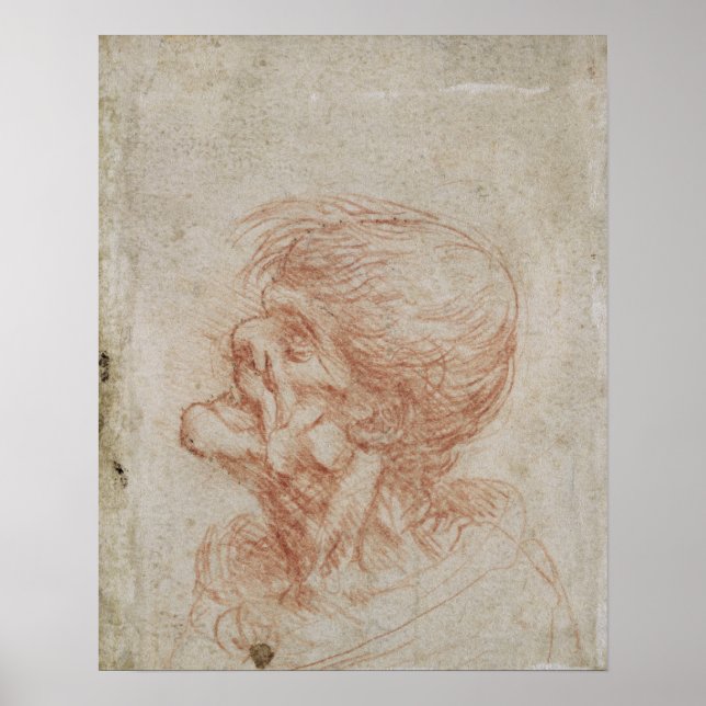 Pôster Caricatura Head Study of an Old Man, c.1500-05 (Frente)