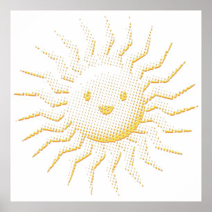 Poster Caricatura Sorrindo Face Solar