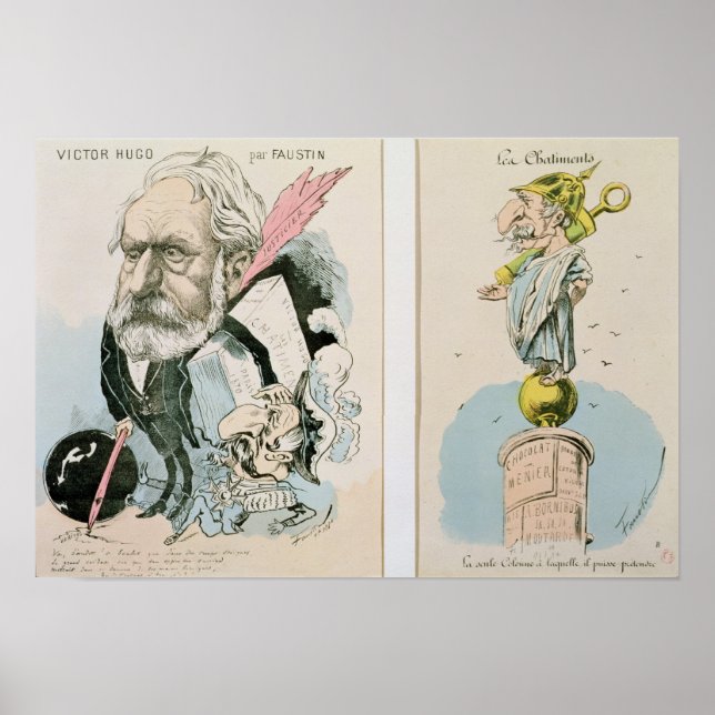 Poster Caricaturas de Victor Hugo e Napoleão III (Frente)
