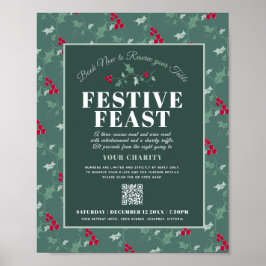 Poster Caridade Banquete verde-festivo evento de Natal ve