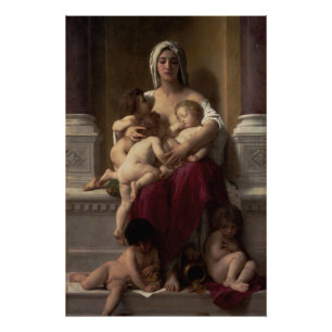 Pôster Caridade por William Adolphe Bouguereau