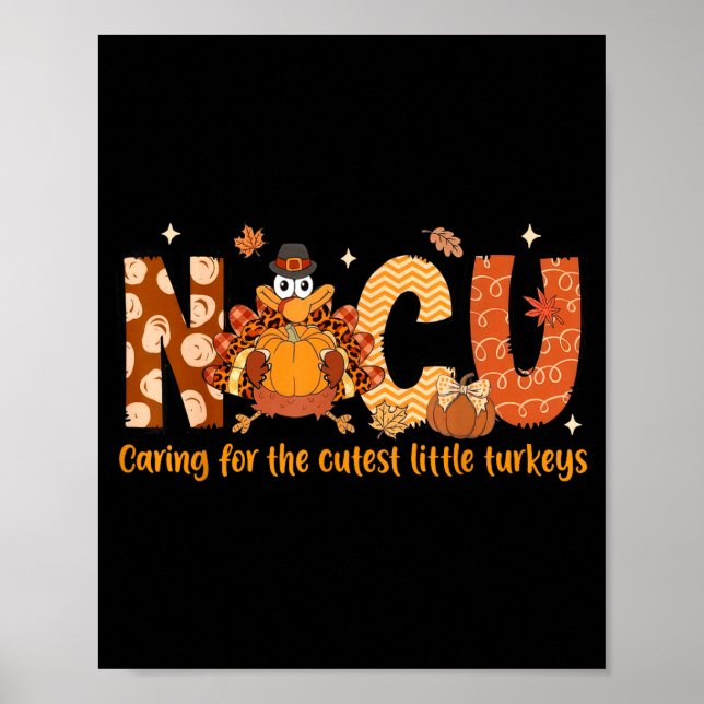 Poster Caring For The Cutest Turkeys Nicu Nurse Thanksgiv (Frente)