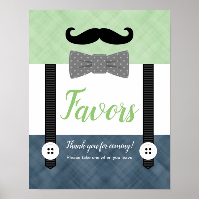 Poster Carinha marinho verde chá de fraldas sinal de favo (Frente)