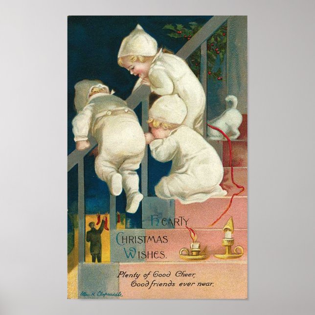 Pôster Carinho de Natal Deseja Um Cartão De Peeking Para  (Frente)