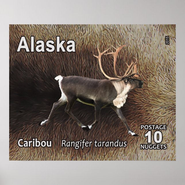 Pôster Cariou (Reindeer) - Postage do Alasca (Frente)
