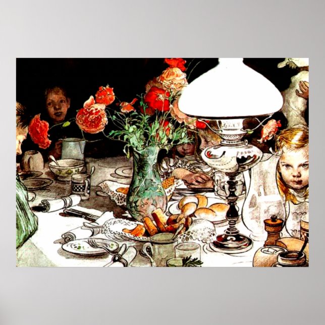 Poster Carl Larsson - À volta da lâmpada (Frente)