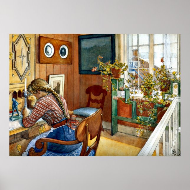 Pôster Carl Larsson art - Correspondência (Frente)