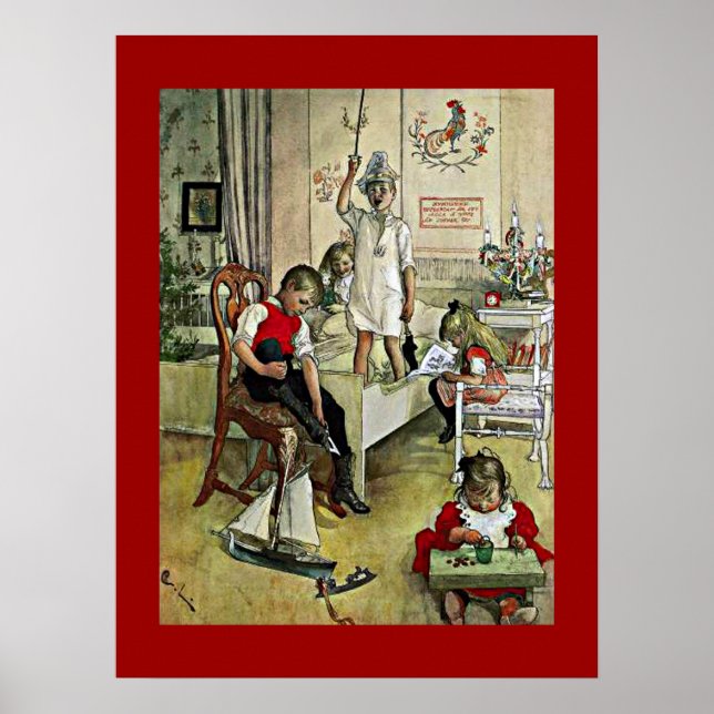 Poster Carl Larsson art: Manhã de Natal (Frente)
