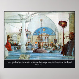 Poster Carl Larsson Church, com Salm 122, fiquei feliz