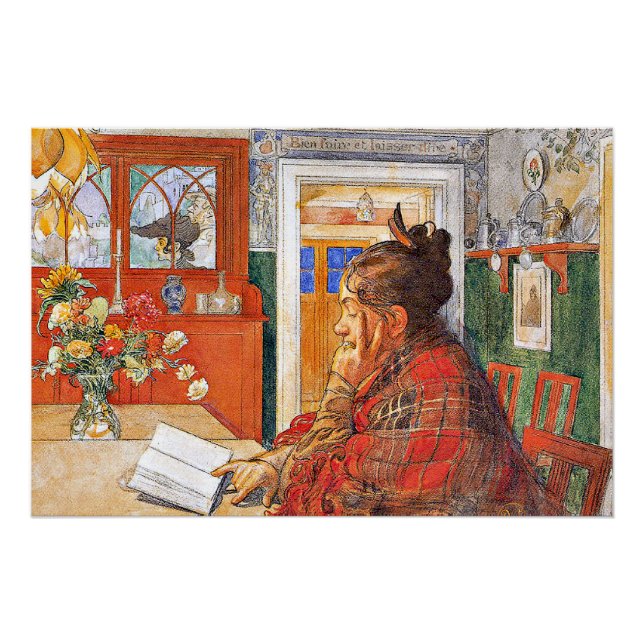 Pôster Carl Larsson - Karin Reading (Frente)