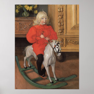 Poster Carl Larsson Murre Boy a cavalo de balanço