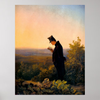 Poster Carl Spitzweg, Das Abendbrevier, Deutsche Malerei