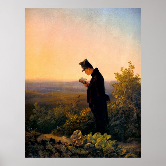 Poster Carl Spitzweg, Das Abendbrevier, Deutsche Malerei (Frente)