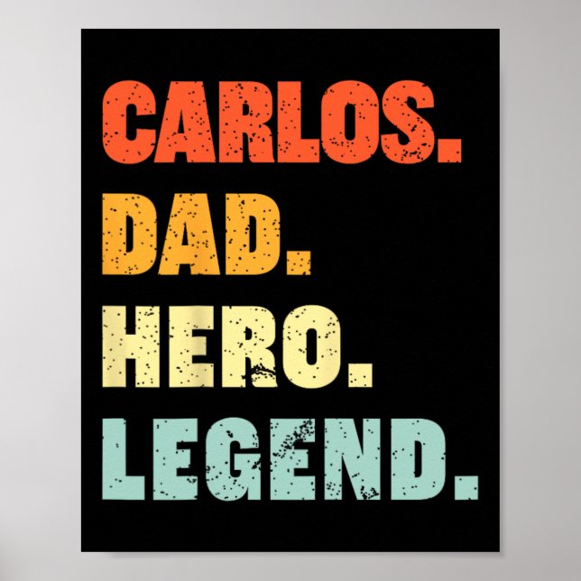 Poster Carlos Pai Herói Legenda Personalizada Nome Fa (Frente)