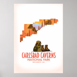 Poster Carlsbad caverns national park novo mapa do méxic
