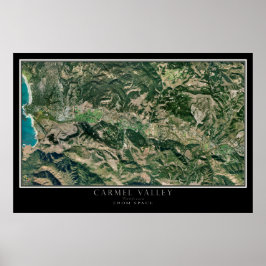 Pôster Carmel Valley California Do Space Satellite Map