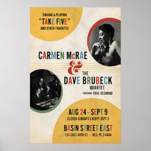Poster Carmen McRae - Dave Brubeck - Paul Desmond jazz